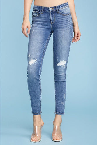 Judy Blue Mid Rise Skinny Distressed